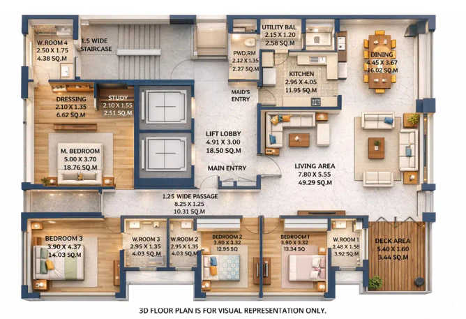 Rustomjee Garden 6 Dadar - Floor plan 4 BHK 1944 Sq.ft