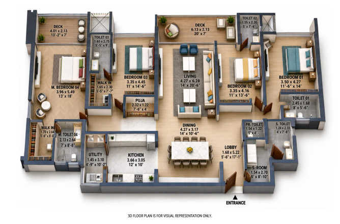 Nyati Elenor Lulla Nagar - Floor plan 4.5 BHK 2325 Sq.ft