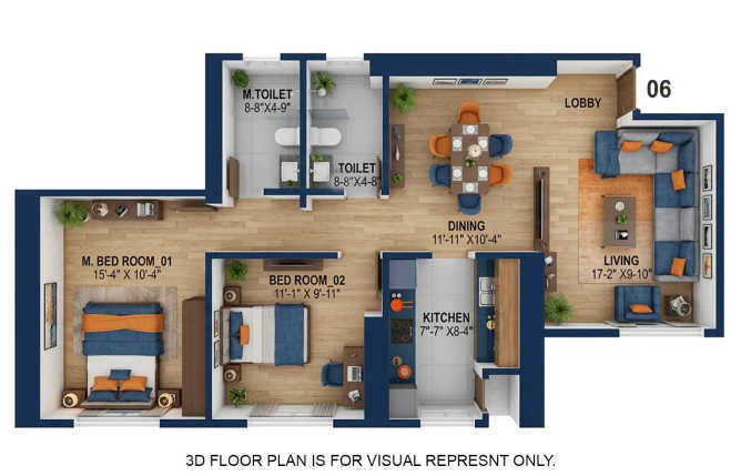 Marathon Monte South Byculla - Floor plan 2 BHK 846 Sq.ft