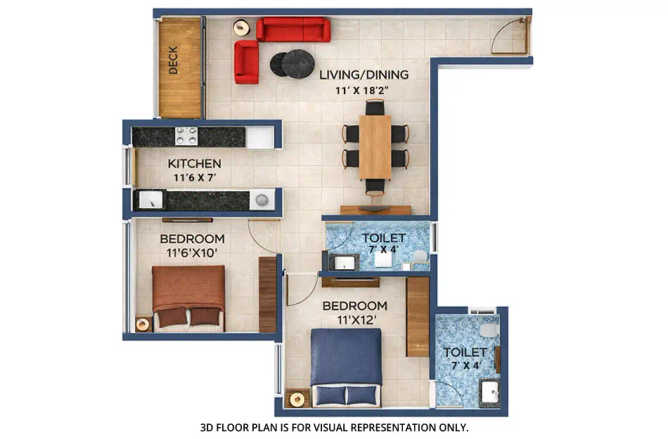 EV 10 Marina Bay Vashi - Floor plan 2 BHK 692 Sq.ft