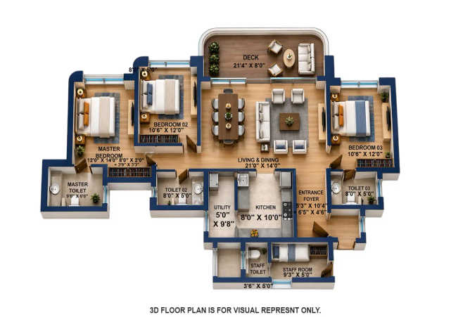 Lodha Aureus Sewri - Floor plan 3 BHK 1436 Sq.ft