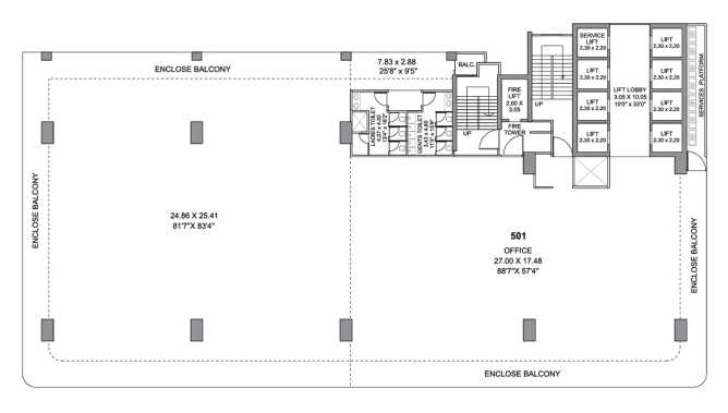 Omicron Business Landmarks Kharadi - Floor plan Commercial Office 12400 Sq.ft