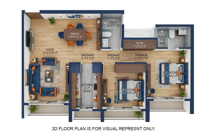 GHP Whispering Woods Powai - Floor plan 2 BHK 687 Sq.ft