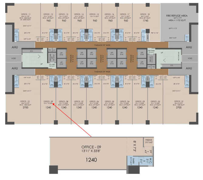 Akshar Elevate Vashi - Floor plan Commercial Office 620 Sq.ft