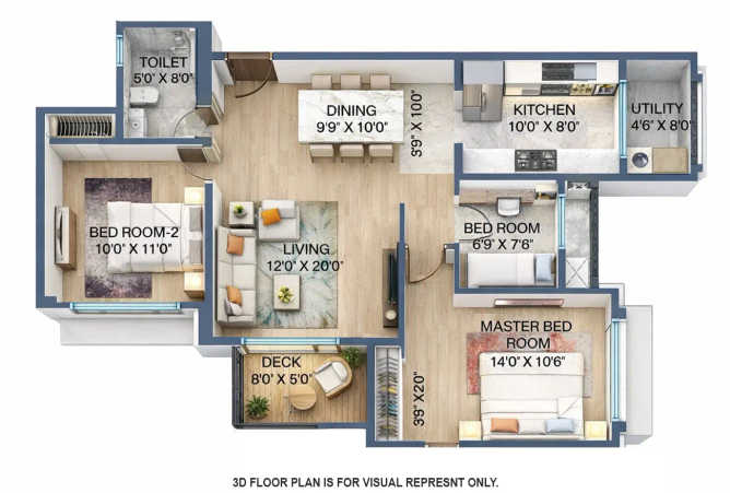 Lodha Bellagio Powai - Floor plan 3 BHK 918 Sq.ft