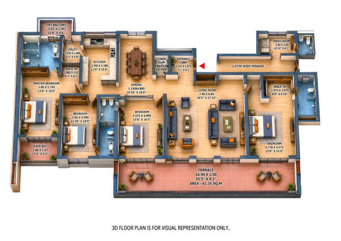 Panchshil 57 Avenue Mundhwa - Floor plan 4.5 BHK 3326 Sq.ft