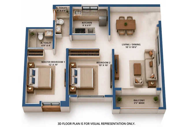 Silver Serenity Vikhroli - Floor plan 2 BHK 625 Sq.ft