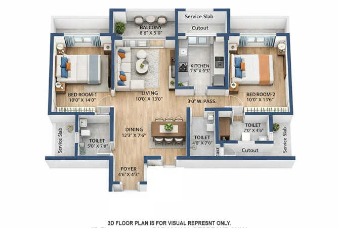 Promesa Fremont Chinchpokli - Floor plan 2 BHK 801 Sq.ft