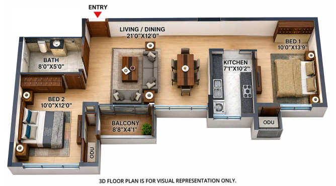Casagrand Highclere Kovur - Floor plan 2 BHK 1108 Sq.ft