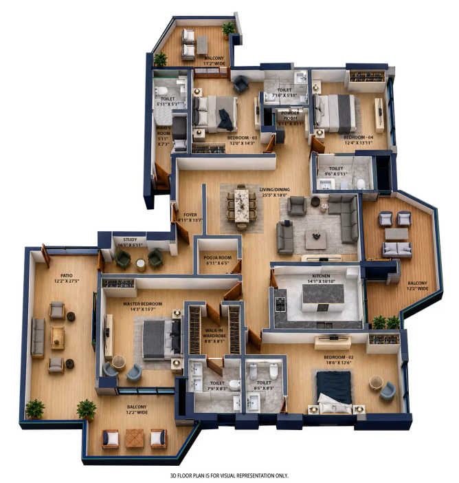 TVS Emerald Cascadia Sudhama Nagar - Floor plan 4 BHK 4595 Sq.ft
