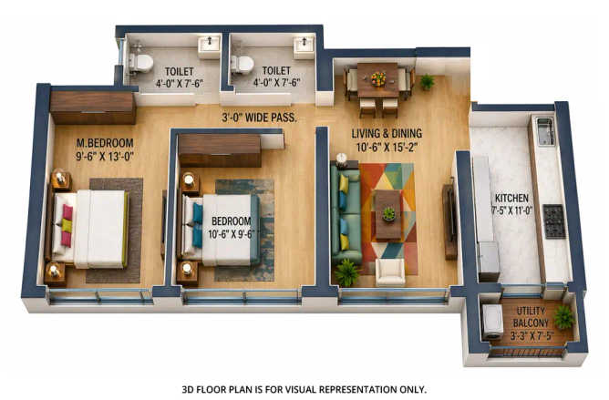 Vihang Avaana Mira Road - Floor plan 2 BHK 624 Sq.ft