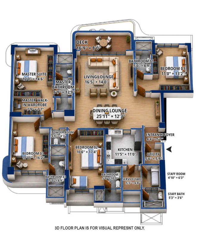 Rustomjee Balmoral Golf Links Chembur - Floor plan 4 BHK 2086 Sq.ft