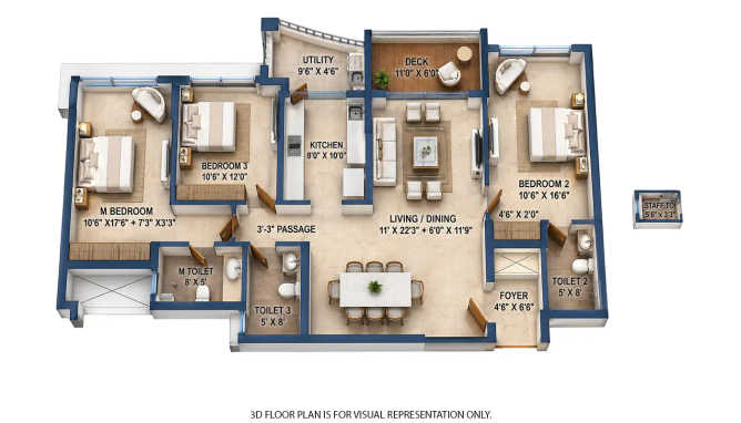 Lodha Divino Matunga - Floor plan 3 BHK 1227 Sq.ft