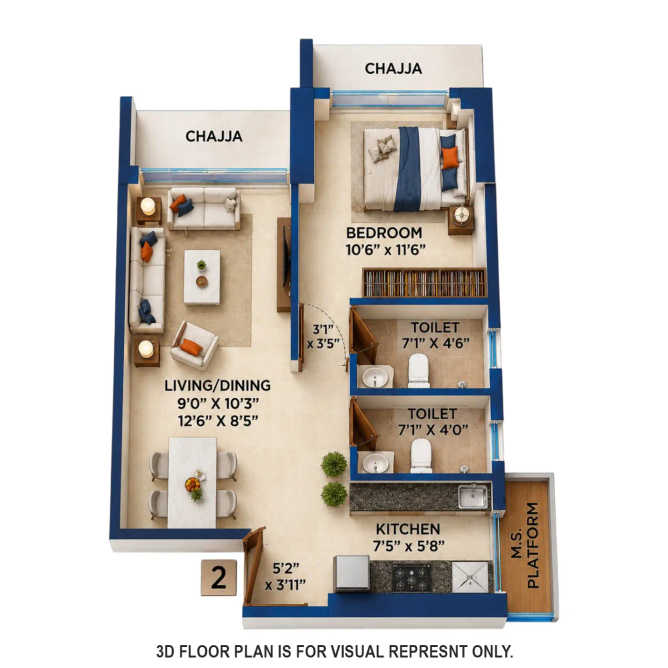 Suraj Park View Dadar - Floor plan 1 BHK 469 Sq.ft