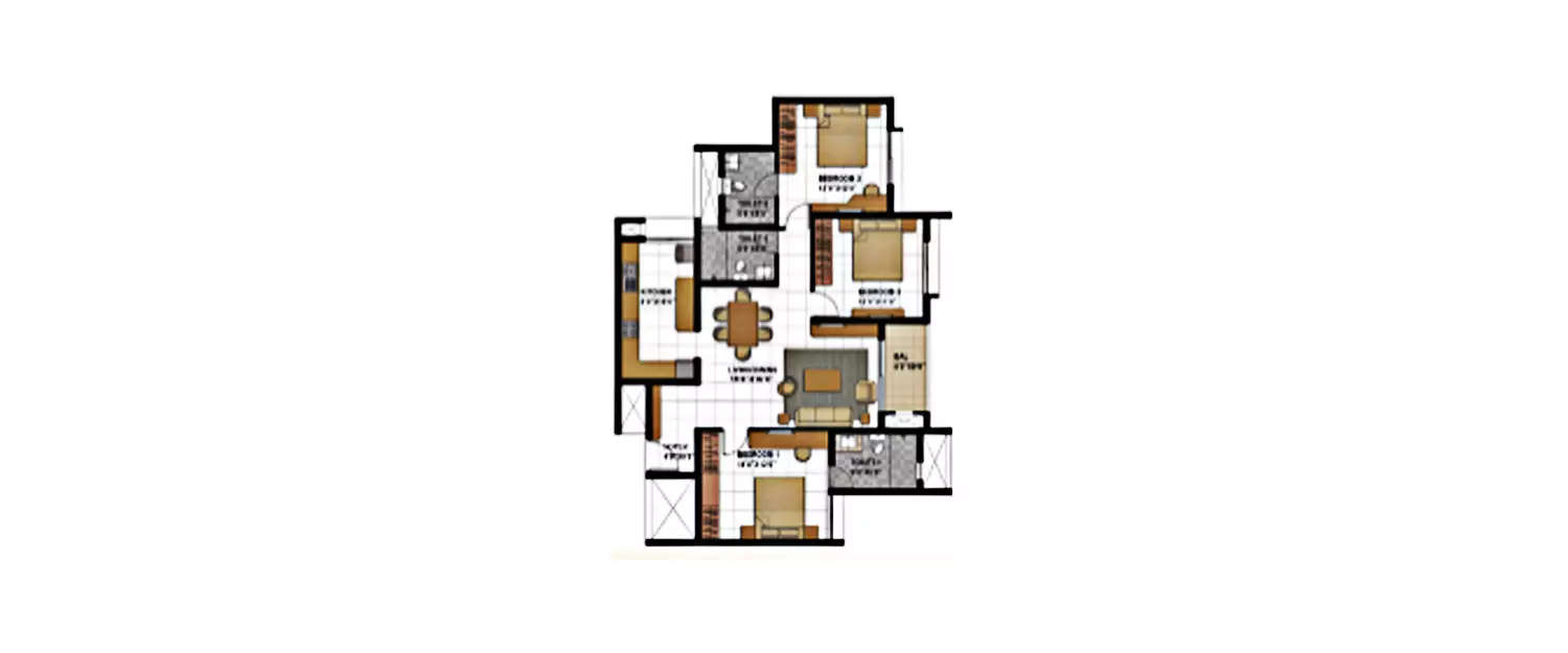 Floor plan for 3 BHK