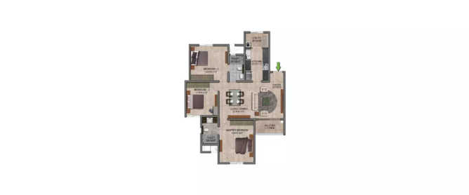 Prestige Jindal City Bagalakunte - Floor plan 3 BHK 985 Sq.ft