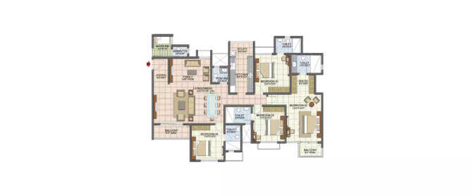 Prestige Song Of The South Yelenahalli - Floor plan 4 BHK 1757 Sq.ft