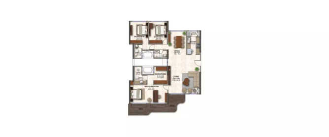 Kanakia The Master Collection Powai - Floor plan 3 BHK 1558 Sq.ft