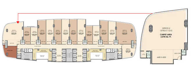 Delta Stellar Nerul - Floor plan Commercial Office 2078 Sq.ft