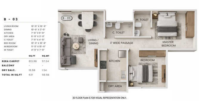 Sheth Promont Sion - Floor plan 2 BHK 721 Sq.ft
