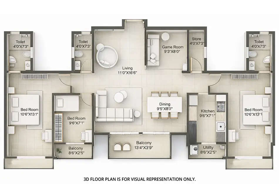 Floor plan for 3.5 BHK