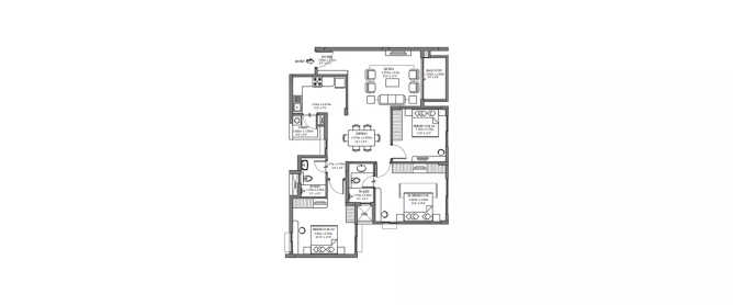 Godrej Life Plus Kanakapura - Floor plan 3 BHK 1168 Sq.ft