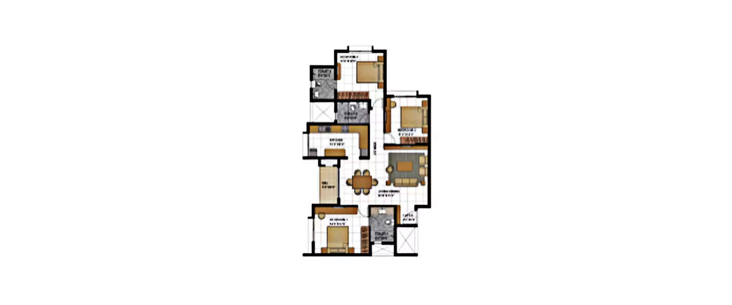 Floor plan for 3 BHK