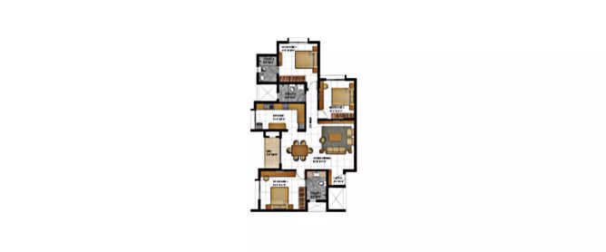 Prestige Bagamane Temple Bells Uttarahalli - Floor plan 3 BHK 1132 Sq.ft