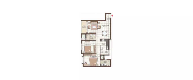 Prestige Kew Gardens Bellandur - Floor plan 2 BHK 849 Sq.ft