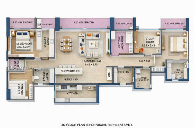 Adani Triumph Kanjurmarg - Floor plan 4 BHK 1730 Sq.ft