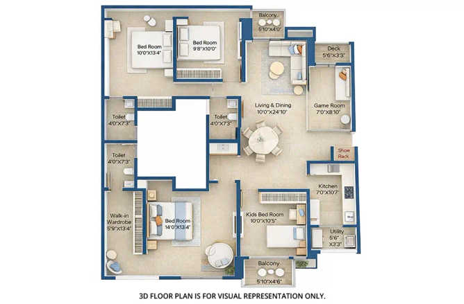 Marathon Nexzone Panvel - Floor plan 4.5 BHK 1385 Sq.ft