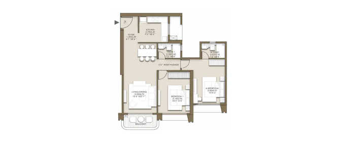 LNT Island Cove Mahim - Floor plan 2 BHK 767 Sq.ft