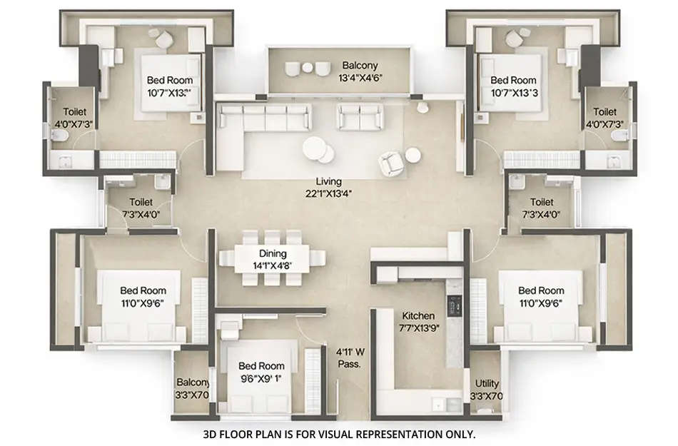 Floor plan for 5 BHK