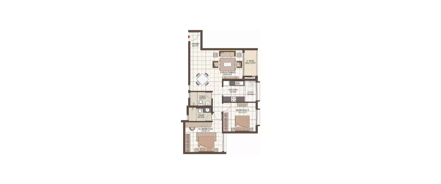 Floor plan for 2 BHK