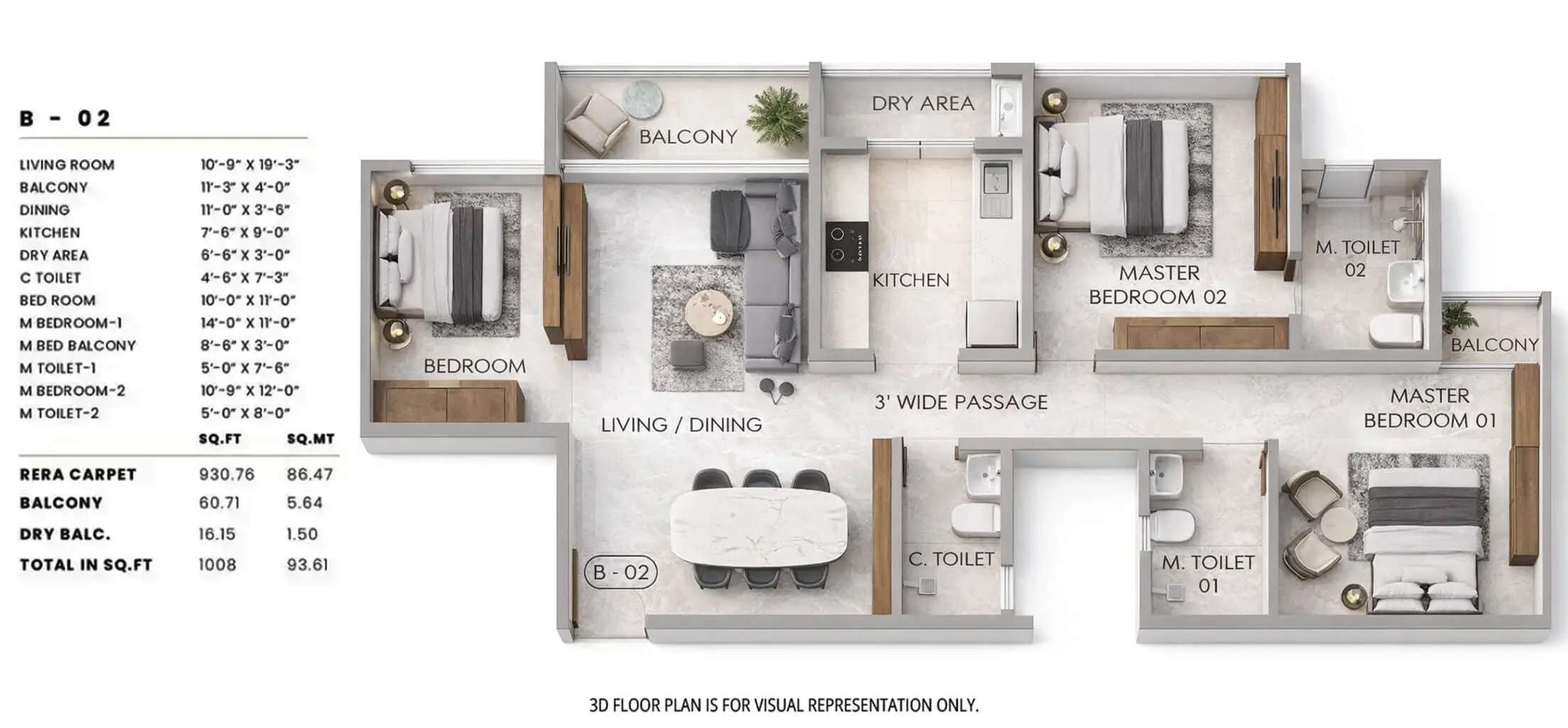 Floor plan for 3 BHK