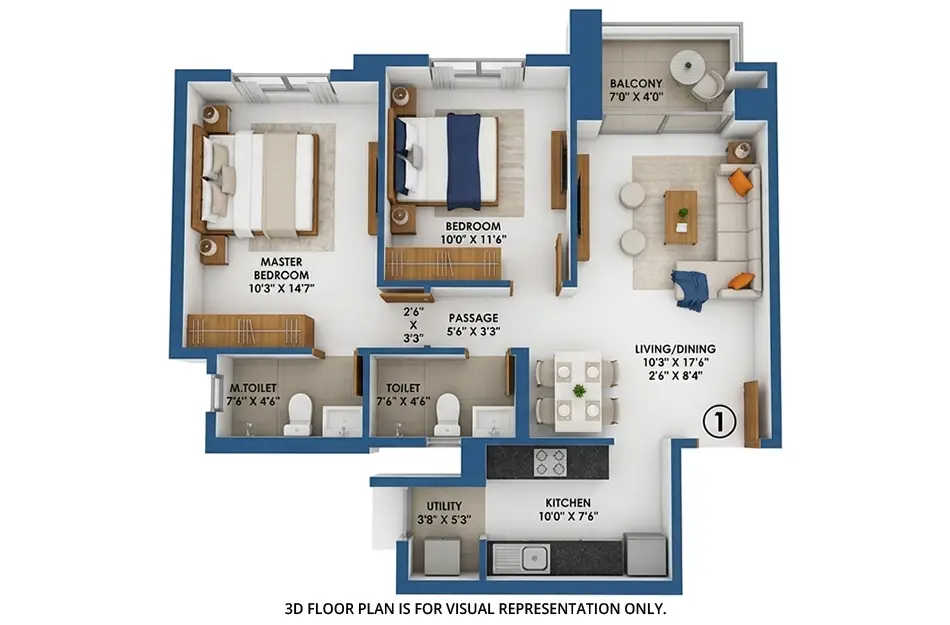 Hiranandani Fortune City Panvel - Floor plan 2 BHK 723 Sq.ft