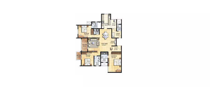 Prestige Falcon City Kanakapura - Floor plan 3 BHK 1489 Sq.ft