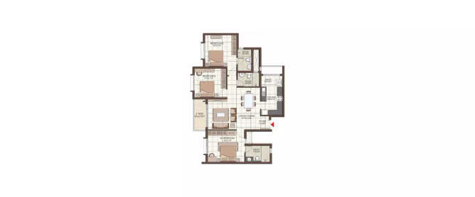 Prestige Kew Gardens Bellandur - Floor plan 3 BHK 1073 Sq.ft