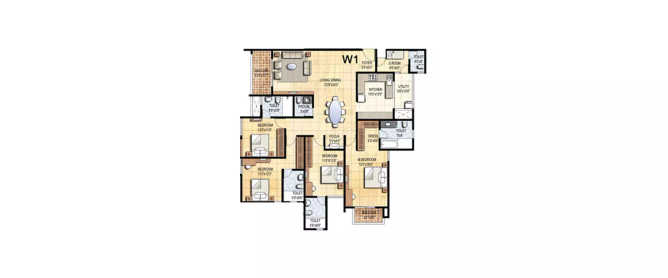 Prestige Falcon City Kanakapura - Floor plan 4 BHK 1884 Sq.ft