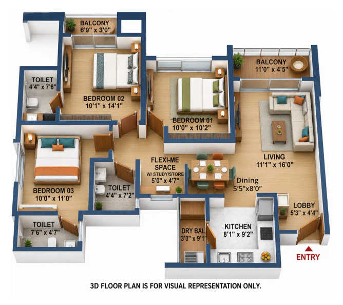 Saheel Landmarc Hinjewadi - Floor plan 3 BHK 972 Sq.ft