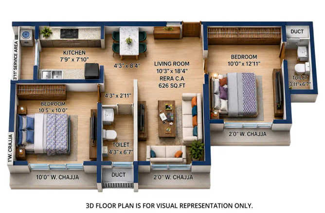 Satre Elite Mulund - Floor plan 2 BHK 626 Sq.ft