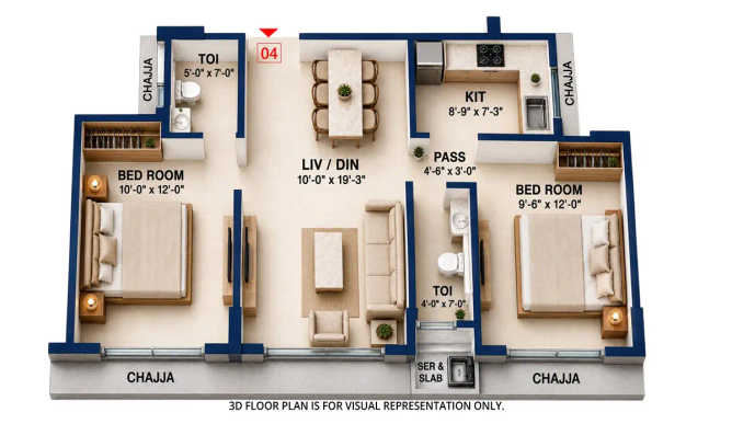 Ruparel Urbana Kurla - Floor plan 2 BHK 595 Sq.ft