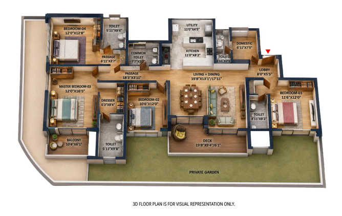 Shapoorji Pallonji Wildernest Hadapsar - Floor plan 4 BHK 1910 Sq.ft