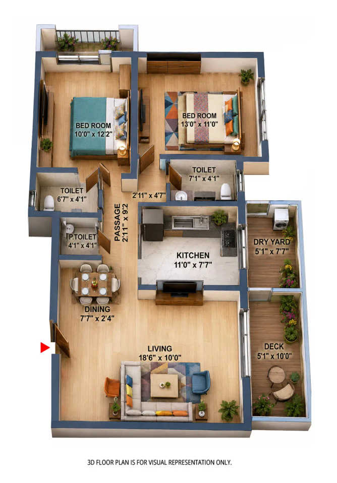 H Rishabraj Avyaana Goregaon - Floor plan 2 BHK 795 Sq.ft