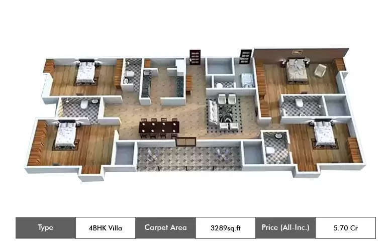 Floor plan for 4 BHK