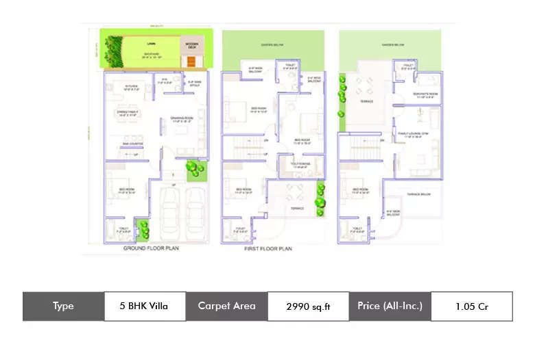 Floor plan for 5 BHK