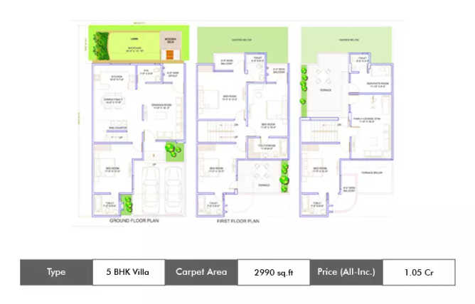 Ajnara London Square Sector 22A - Floor plan 5 BHK 2990 Sq.ft
