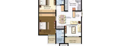 Shriram Luxor, 2 BHK-835 Sq.ft