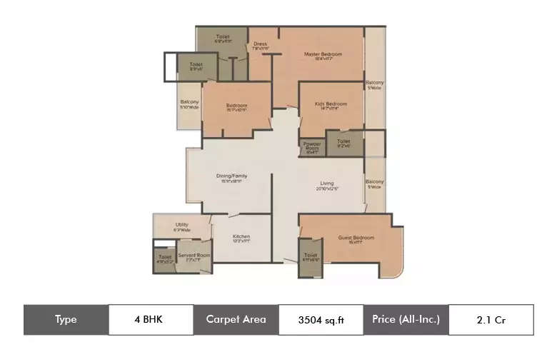 Floor plan for 4 BHK