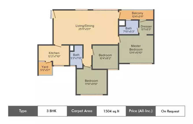 Emami Tejomaya Egattur - Floor plan 3 BHK 1504 Sq.ft